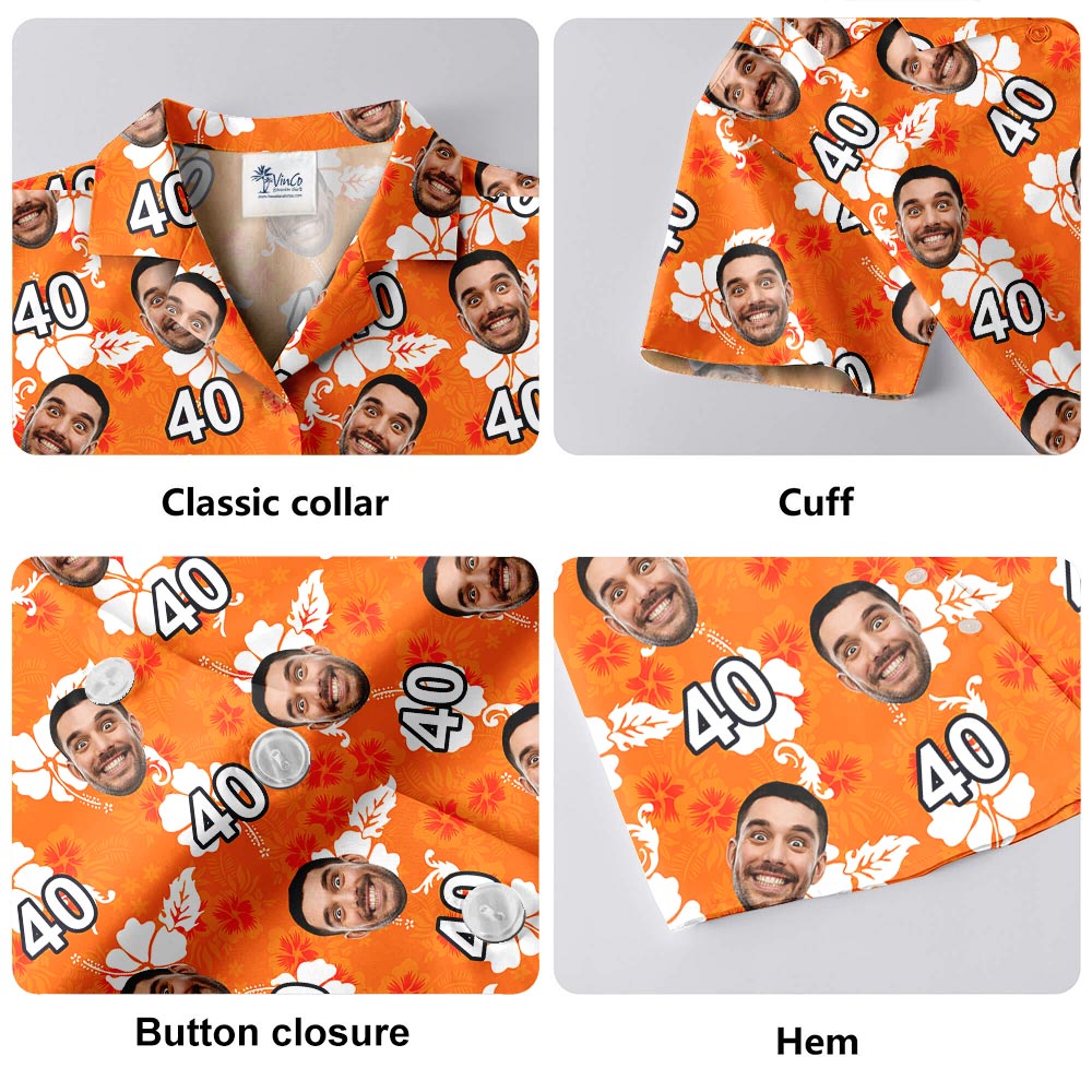 Orange Custom Birthday Men's Aloha Shirt