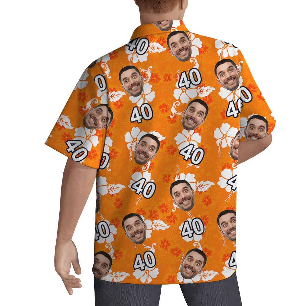 Orange Custom Birthday Men's Aloha Shirt