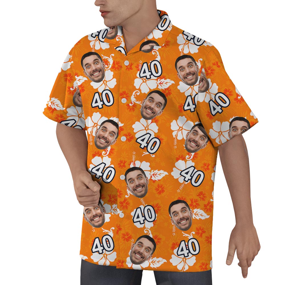 Orange Custom Birthday Men's Aloha Shirt
