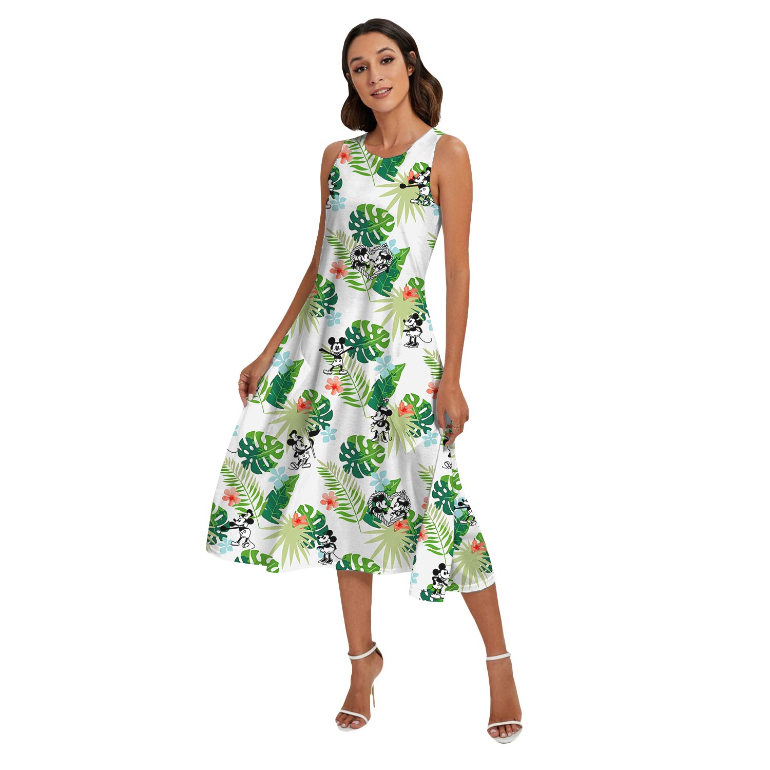 Mickey And Minnie Matching Aloha Shirt And Dress For Vacation