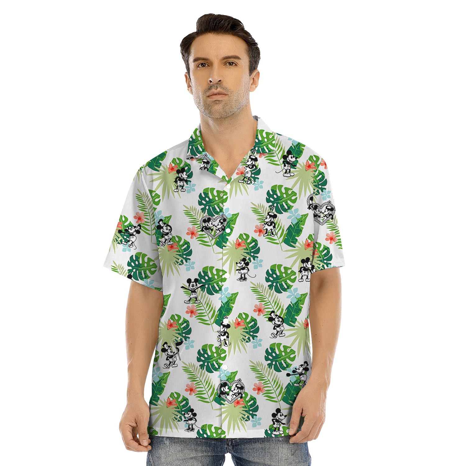 Mickey And Minnie Matching Aloha Shirt And Dress For Vacation