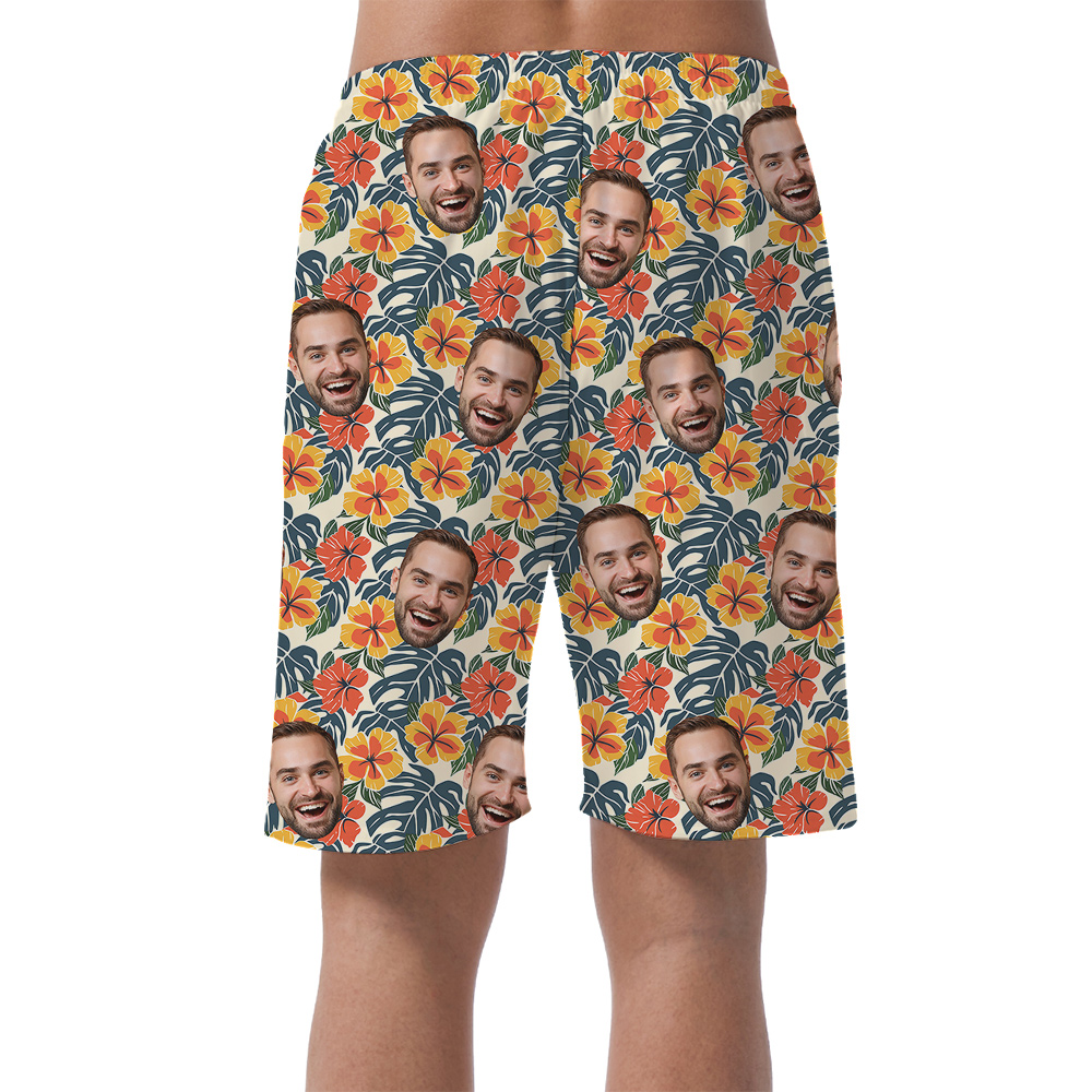Tropical Botanicals Custom Face Hawaiian Short Mens for Birthday