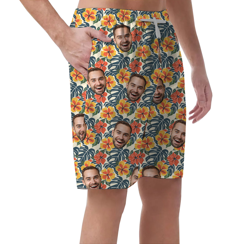 Tropical Botanicals Custom Face Hawaiian Short Mens for Birthday