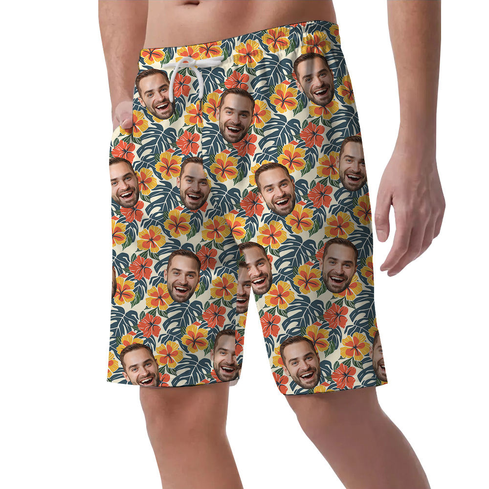 Tropical Botanicals Custom Face Hawaiian Short Mens for Birthday