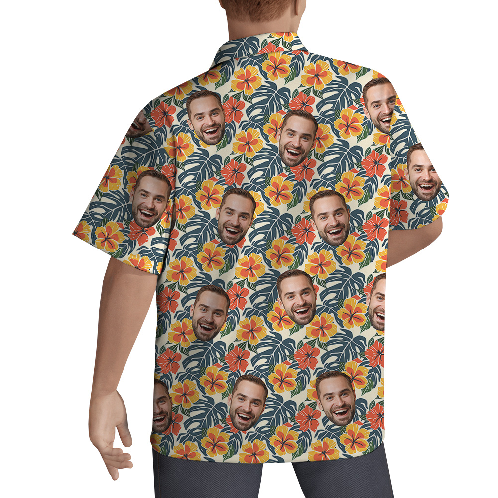 Plumeria Paradise Custom Face Hawaiian Mens Shirt for Birthday