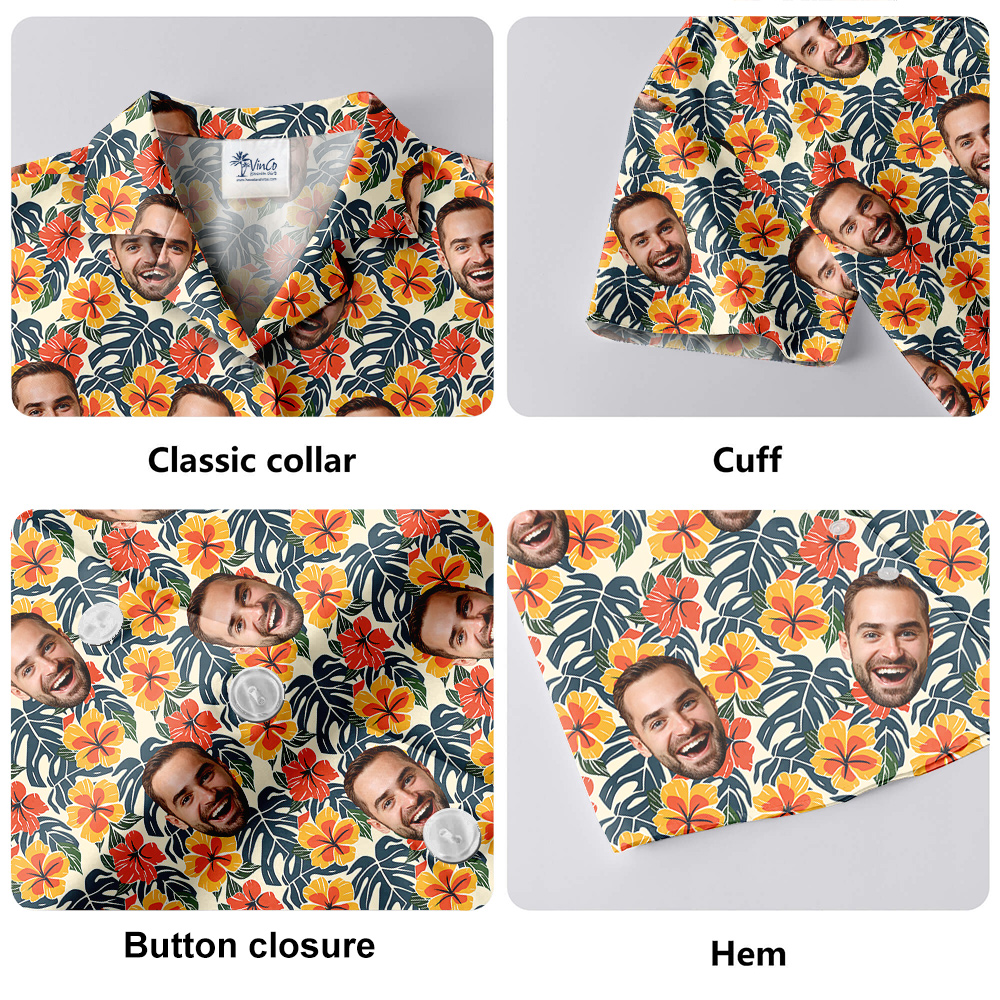 Plumeria Paradise Custom Face Hawaiian Mens Shirt for Birthday