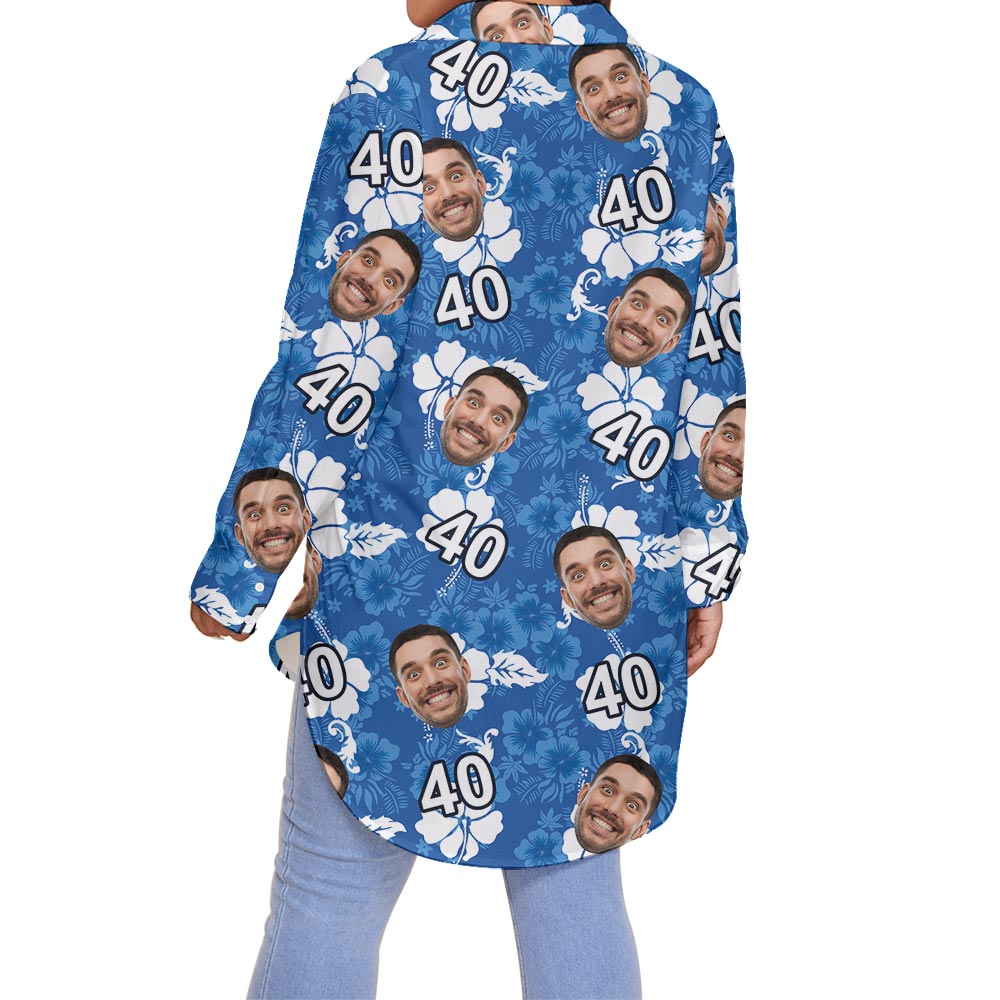 Custom Photo Plus Size Aloha Shirt For Women Long Sleeves
