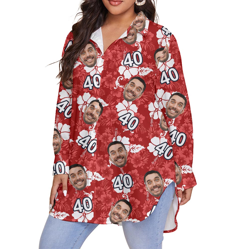 Funny Custom Birthday Face Plus Size Women's Aloha Shirt