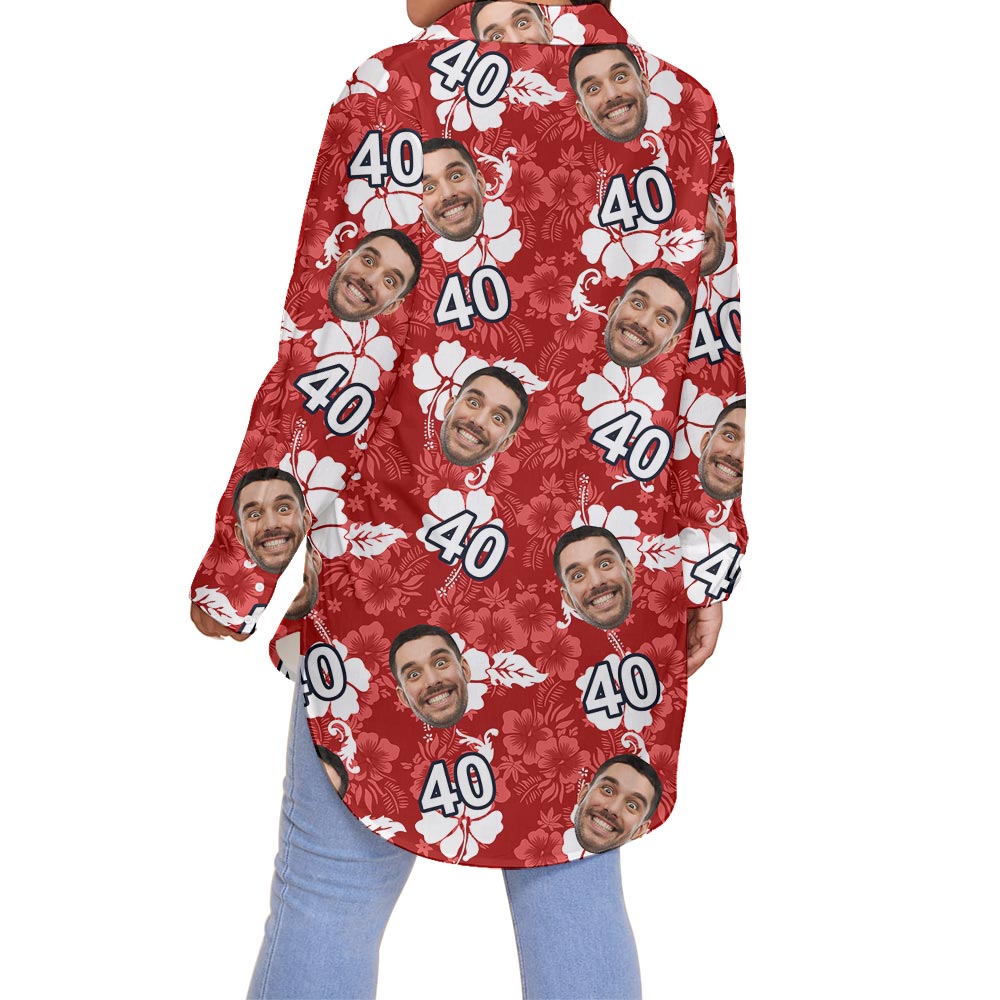 Funny Custom Birthday Face Plus Size Women's Aloha Shirt