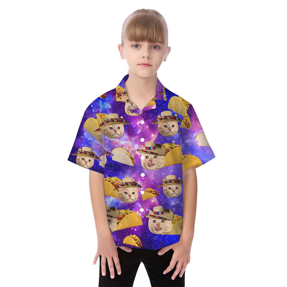 Custom Cat Face Taco Galaxy Matching Family Hawaiian Outfits