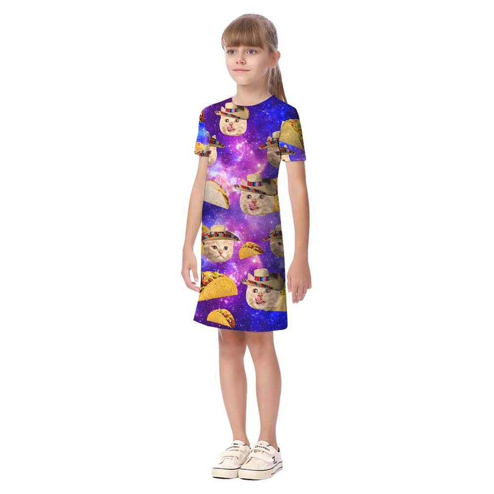 Custom Cat Face Taco Galaxy Matching Family Hawaiian Outfits