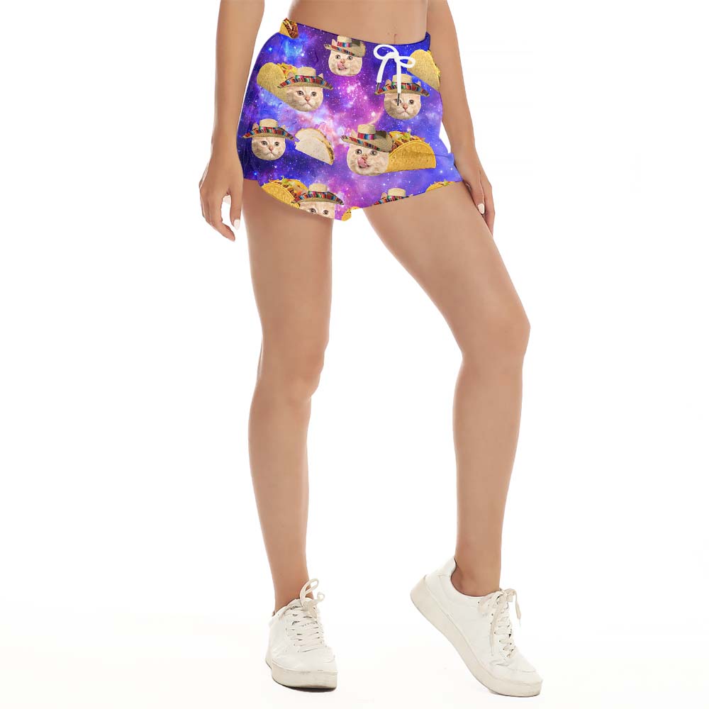 Custom Face Taco Galaxy Women's Summer Shorts