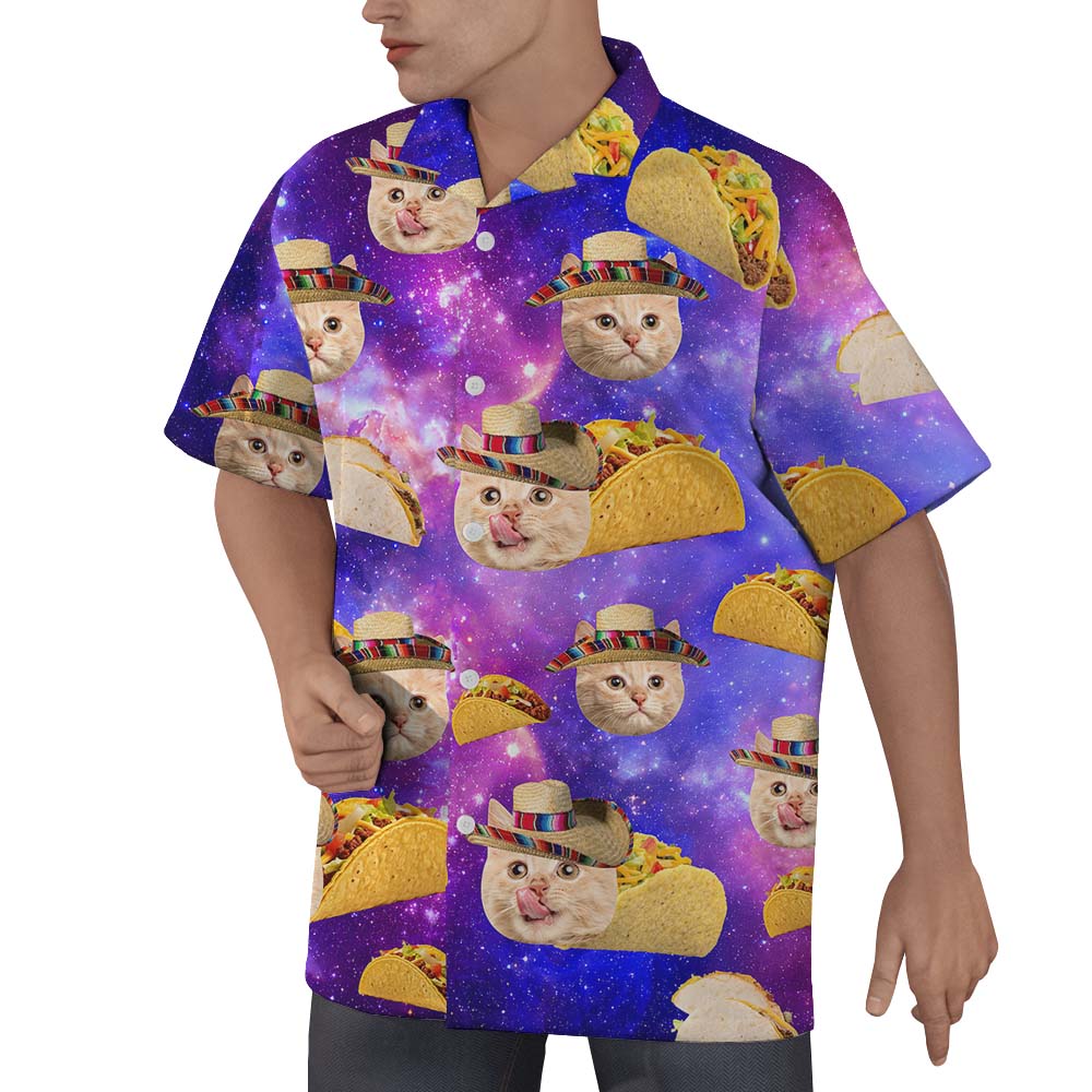 Custom Cat Face Taco Hawaiian Shirt For Men