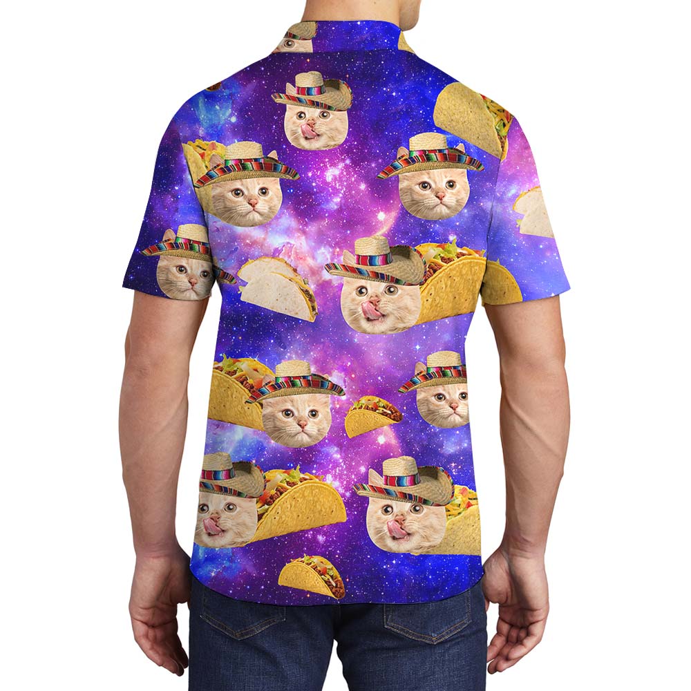 Custom Pet Face Taco Men's Collared Polo Shirts