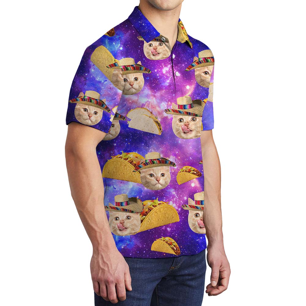 Custom Pet Face Taco Men's Collared Polo Shirts