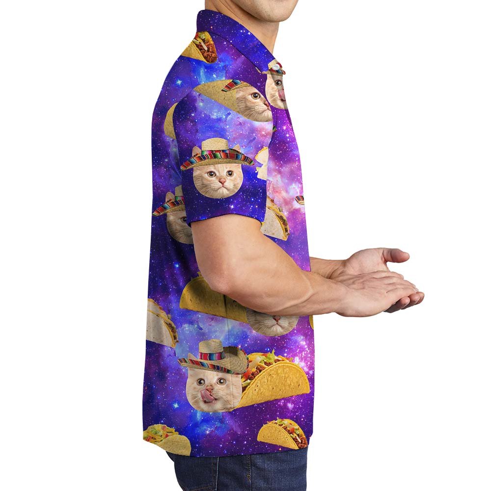 Custom Pet Face Taco Men's Collared Polo Shirts