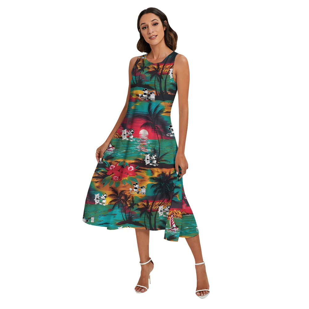 Tropical Sunset Beach Steamboat Willie Mickey Family Matching Hawaiian Outfits
