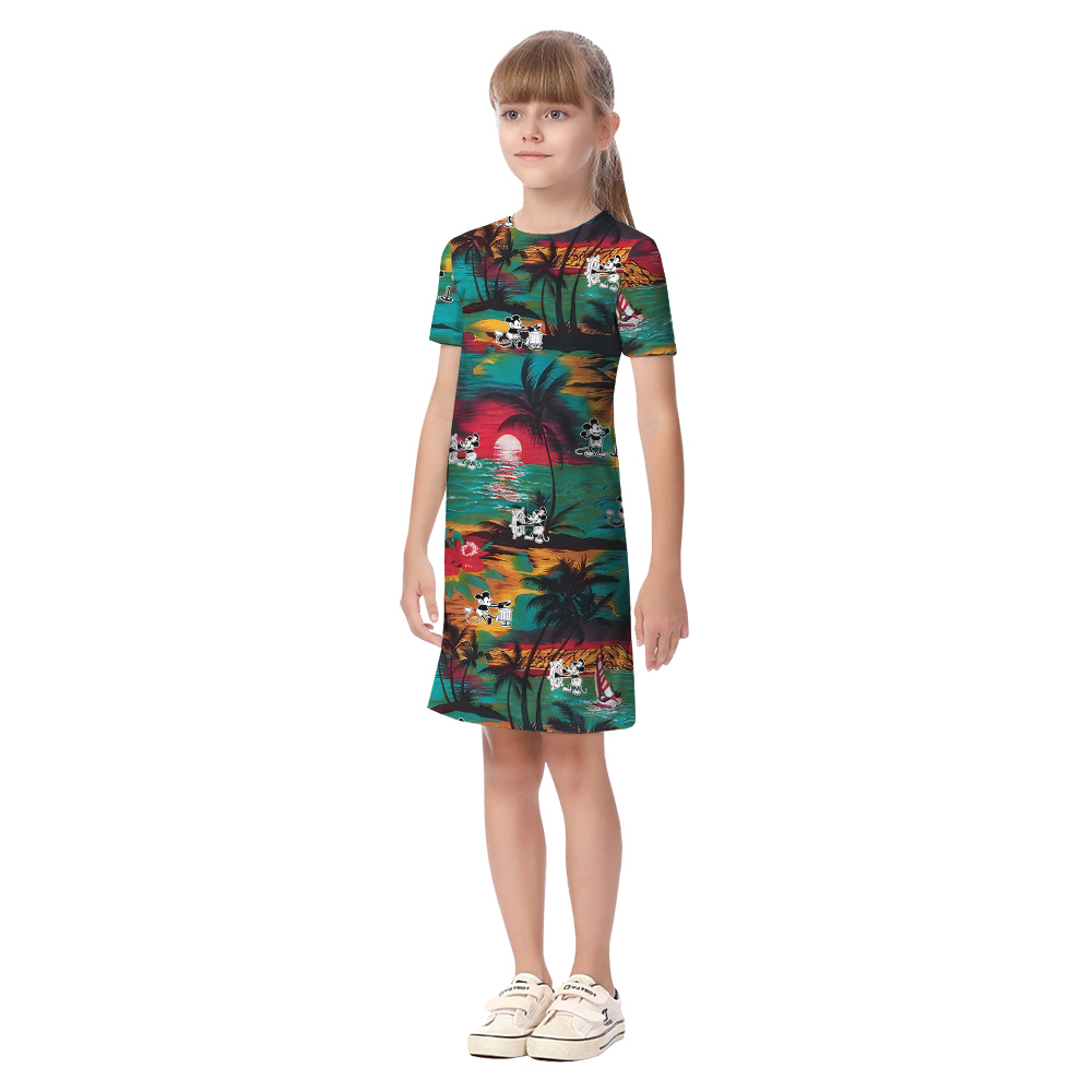 Tropical Sunset Beach Steamboat Willie Mickey Family Matching Hawaiian Outfits