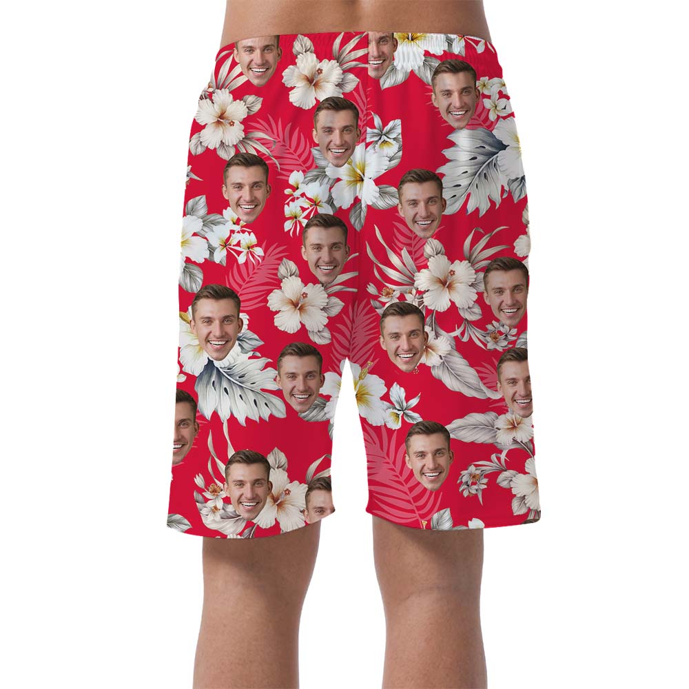 Custom Tropical With Face Men's Hawaiian Beach Shorts
