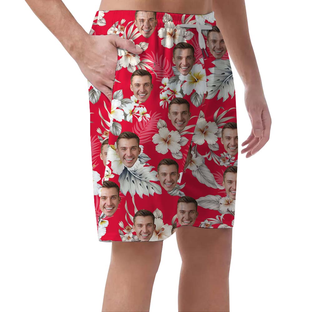 Custom Tropical With Face Men's Hawaiian Beach Shorts