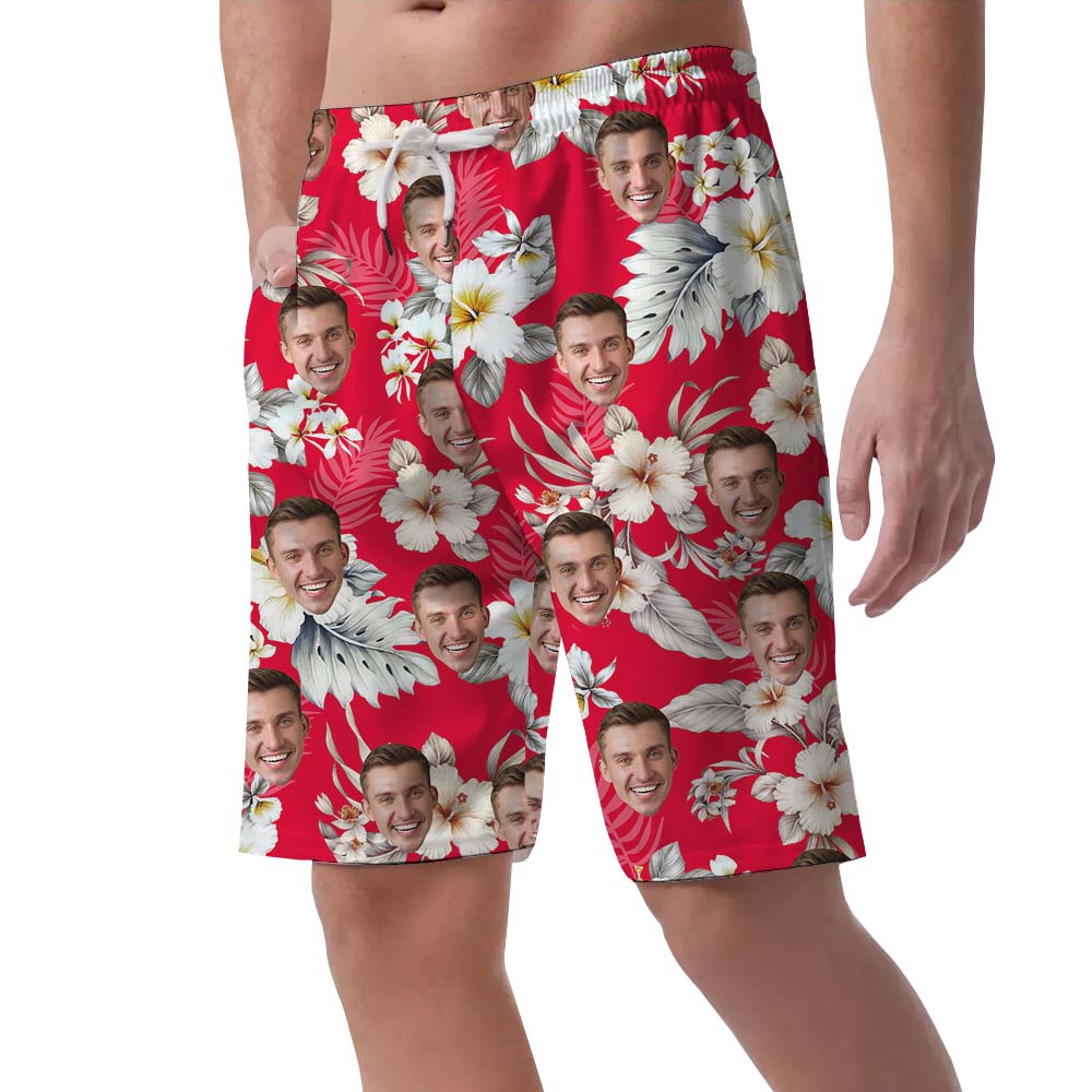 Custom Tropical With Face Men's Hawaiian Beach Shorts