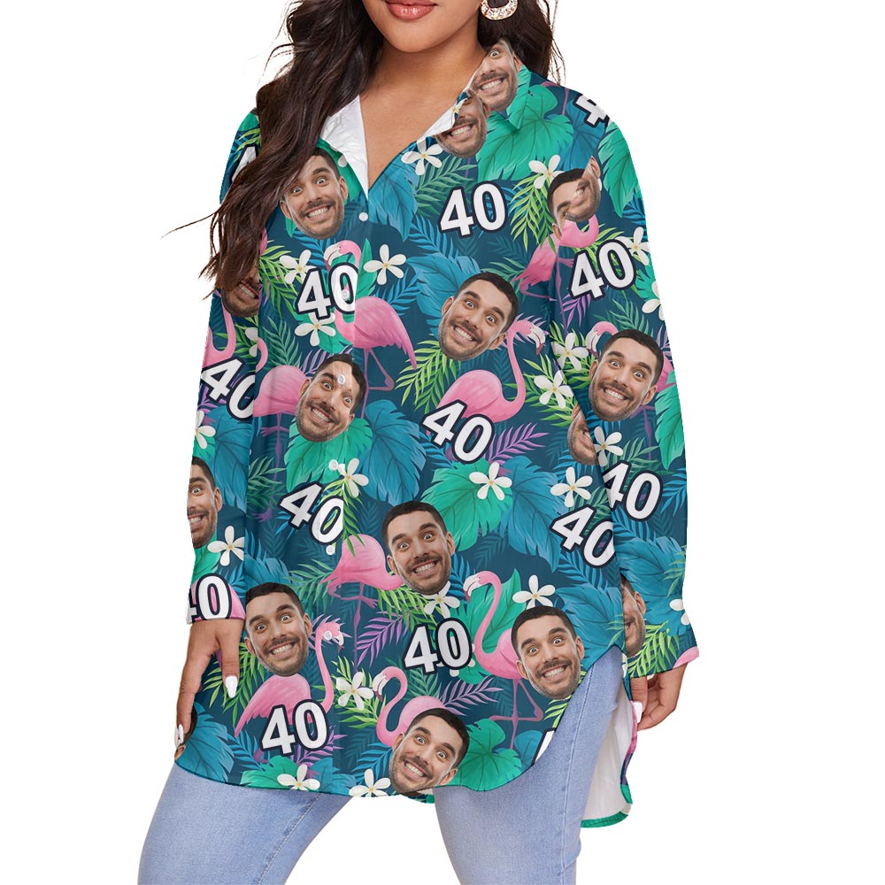 Custom Face Birthday Plus Size Hawaiian Shirt For Women