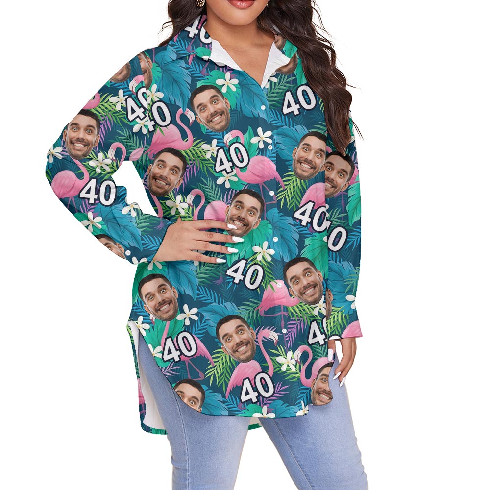 Custom Face Birthday Plus Size Hawaiian Shirt For Women