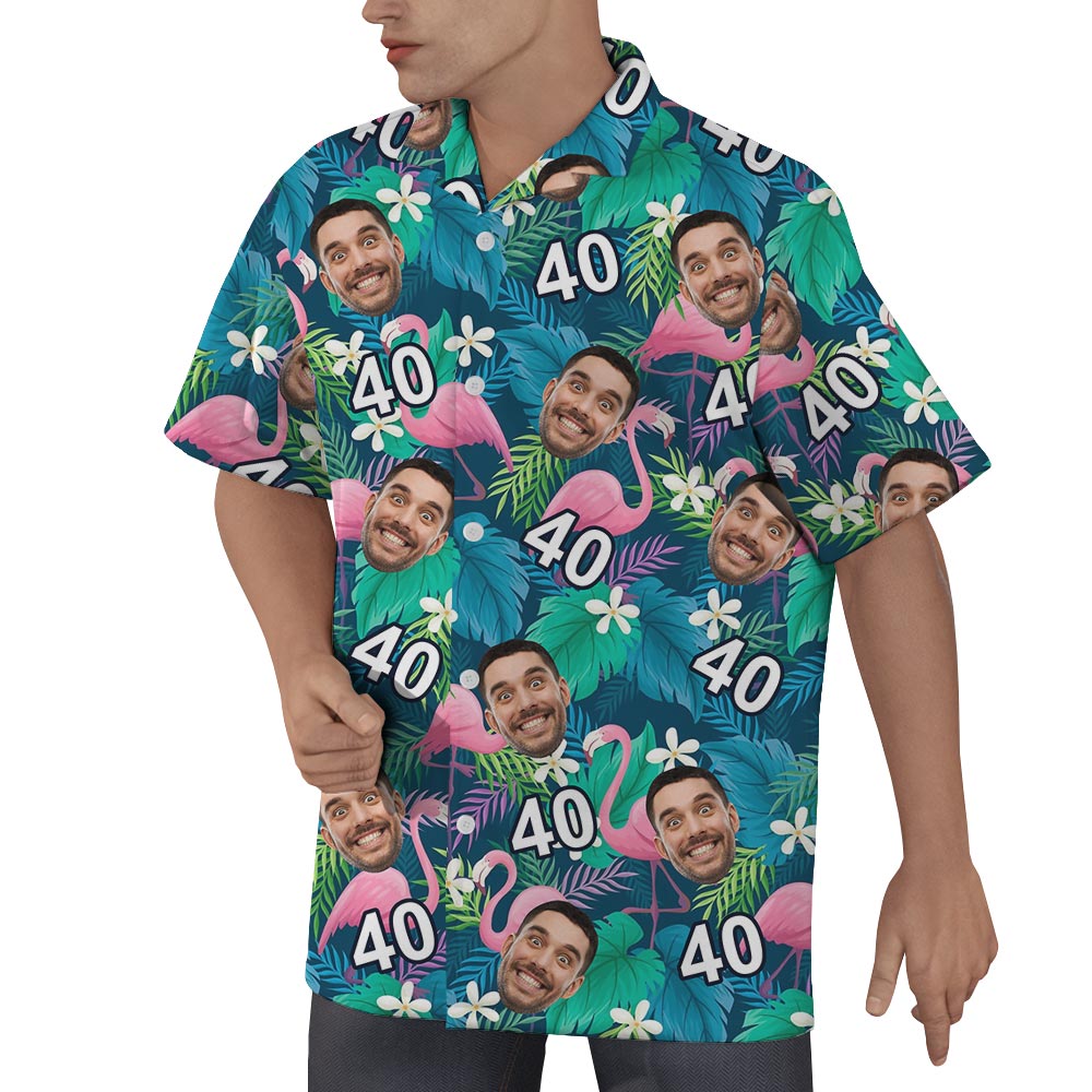 Custom Birthday Flamingo Hawaiian Shirt For Men