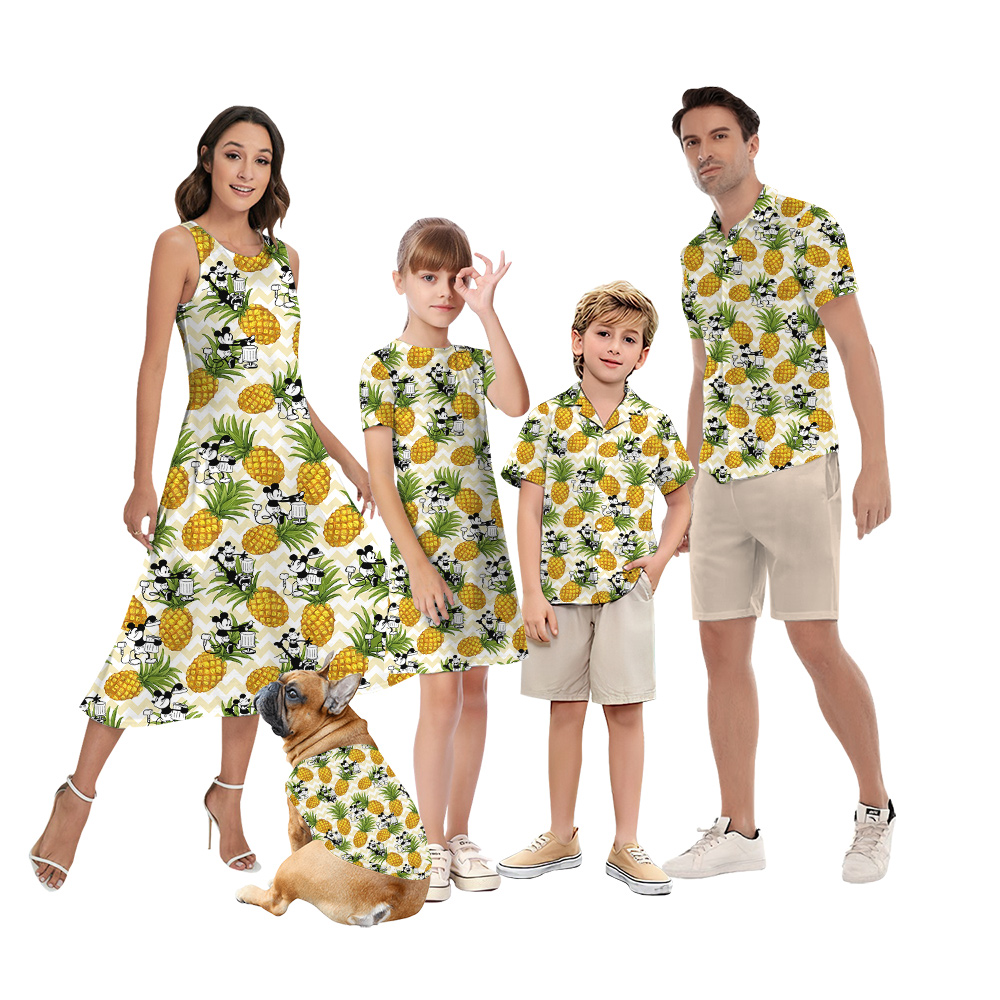 Funny Steamboat Willie Mickey Pineapple Matching Family Hawaiian Outfits - variant image 1