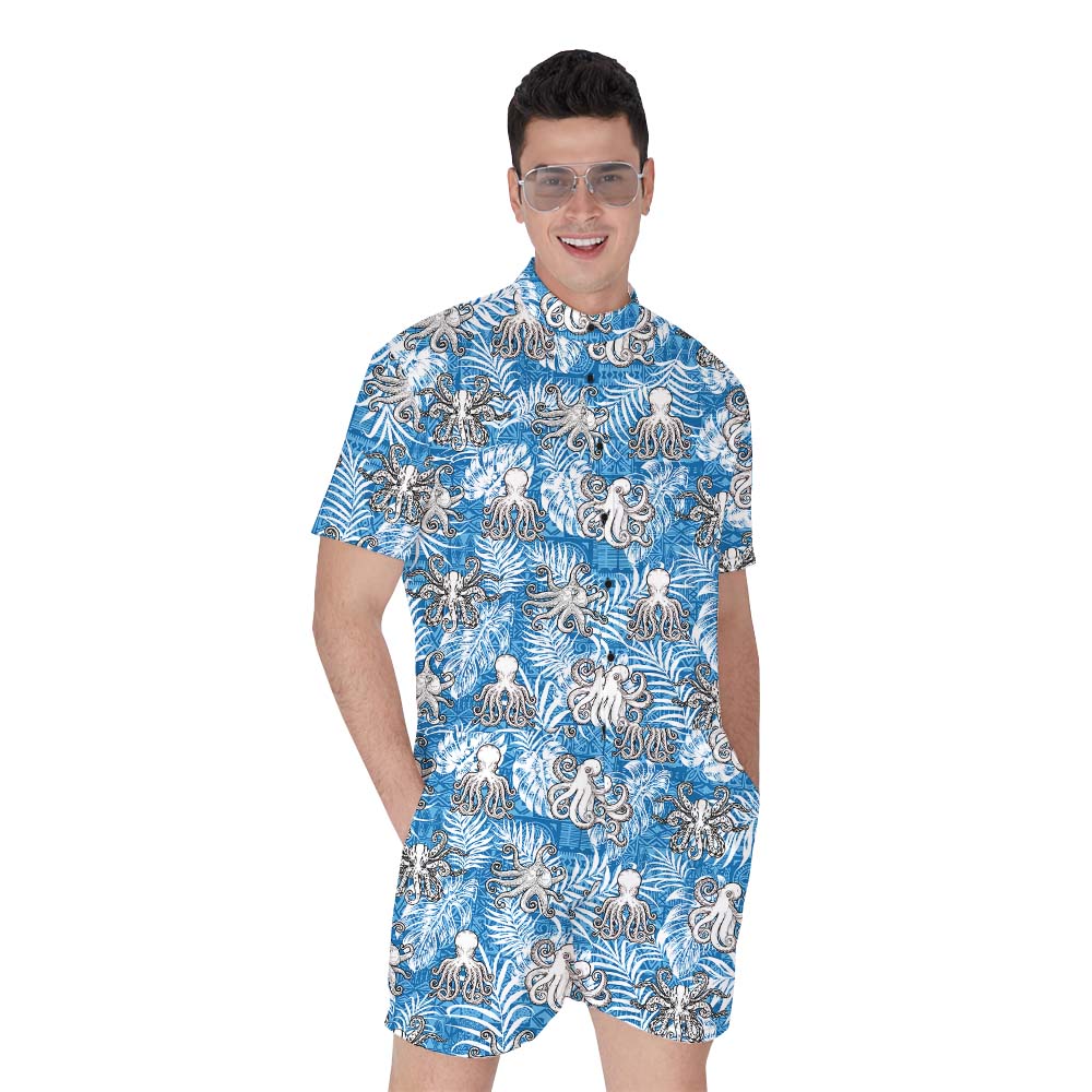 Octopus Blue Men's Romper - variant image 1