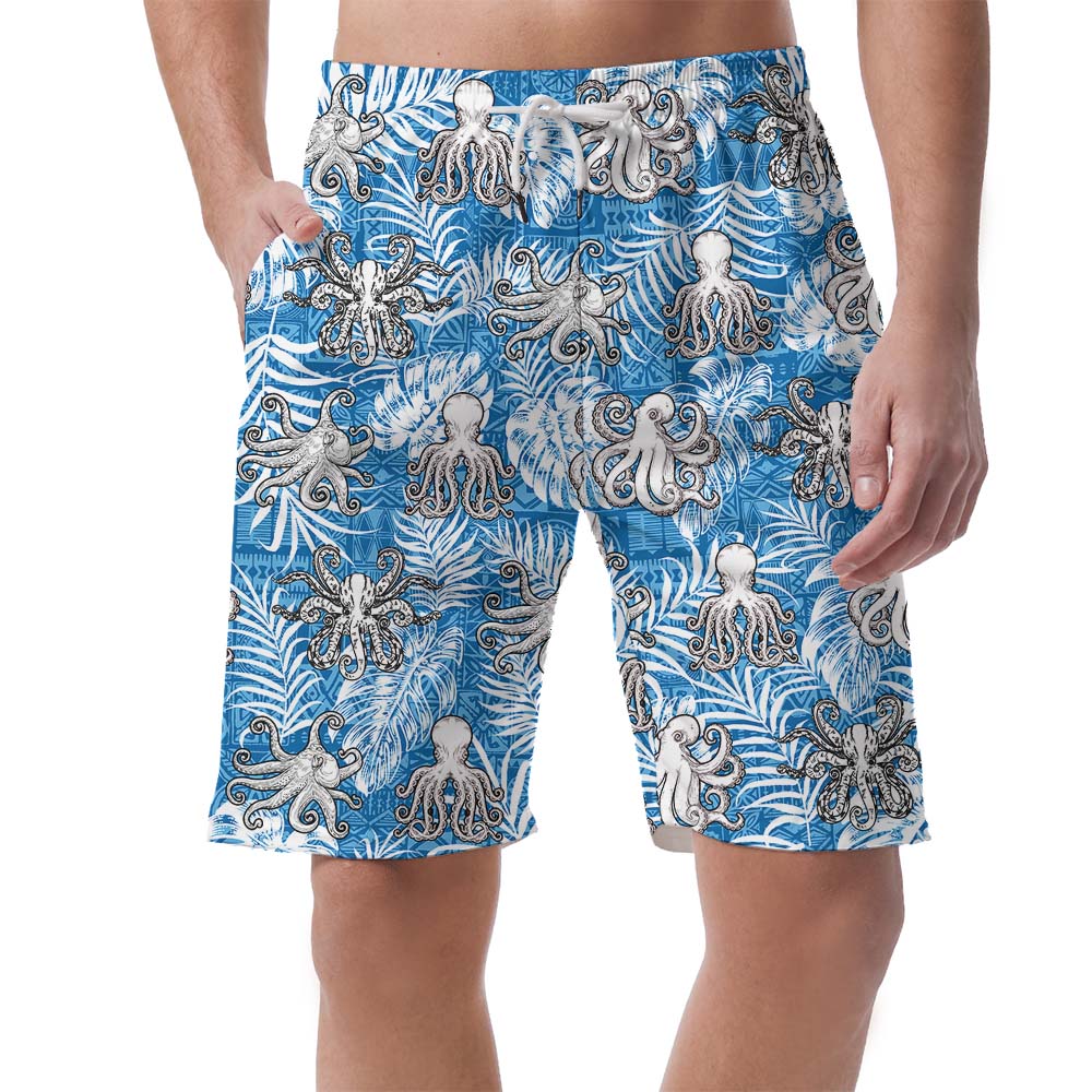 Octopus Blue Men's Hawaiian Shorts - variant image 1
