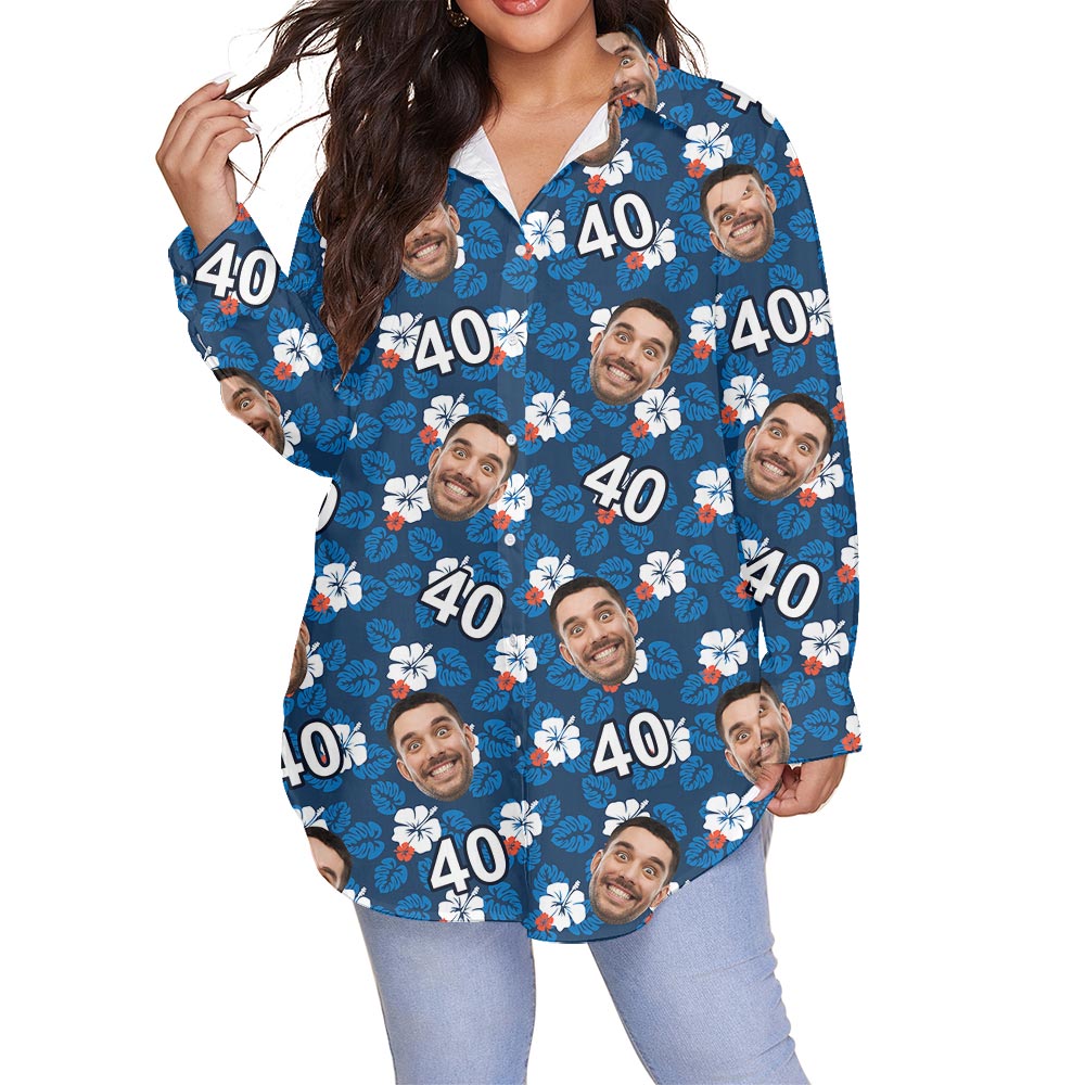 Unique Custom Birthday Hibiscus Hawaiian Plus Size Shirt For Women - variant image 1
