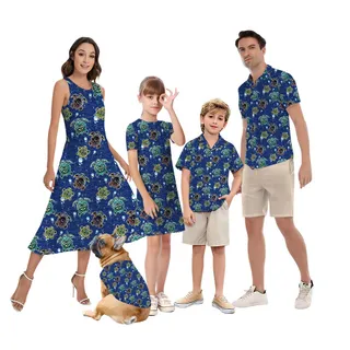 Turtle Navy Matching Hawaiian Family Shirts