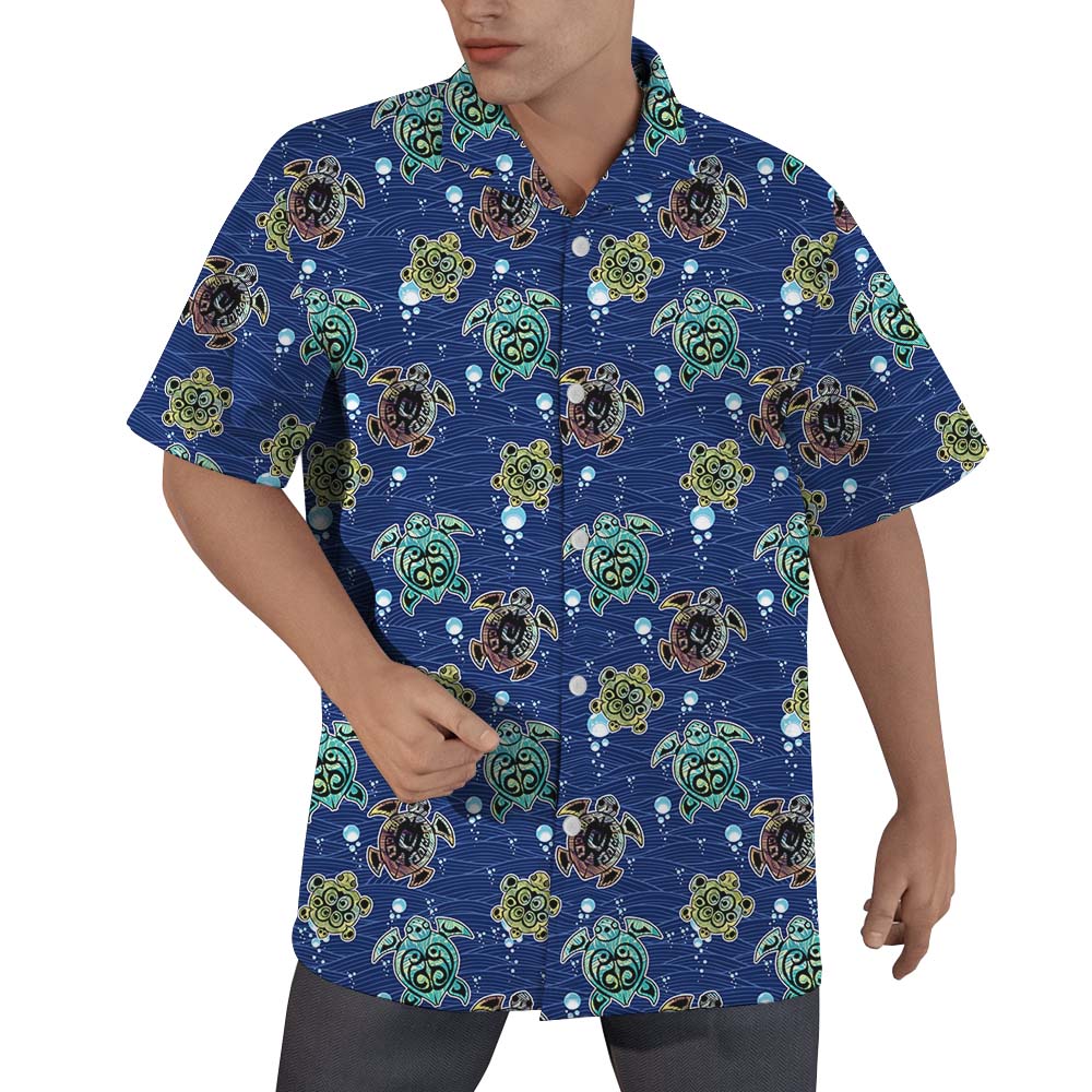 Turtle Navy Button Up Shirt For Men - variant image 1
