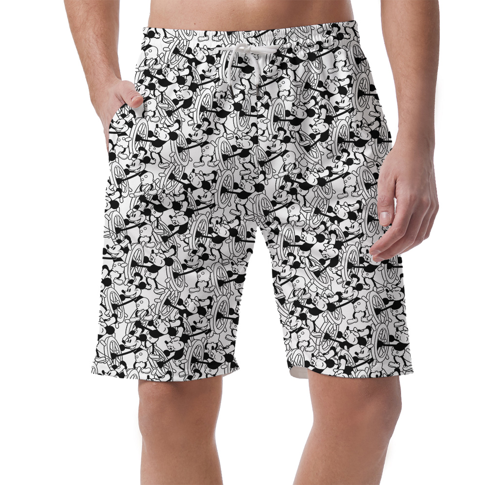 Cute Mickey Steamboat Willie Vintage Aloha Beach Shorts For Men - variant image 1