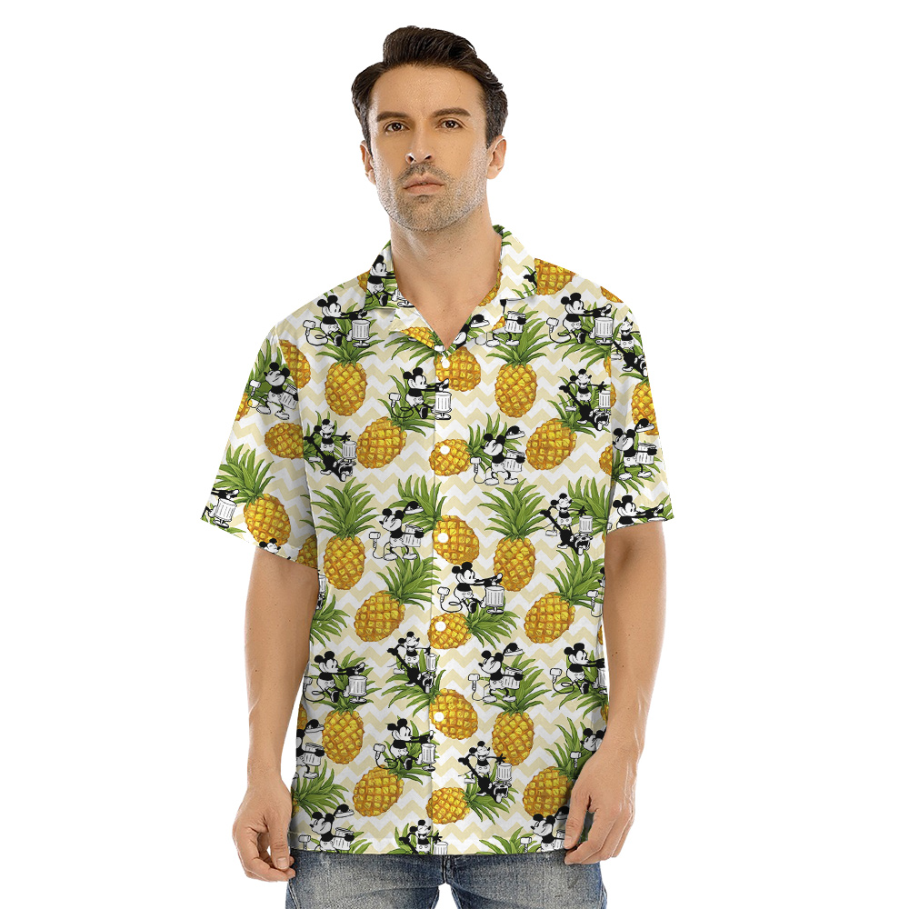 Funny Steamboat Willie Mickey Pineapple Matching Family Hawaiian Outfits