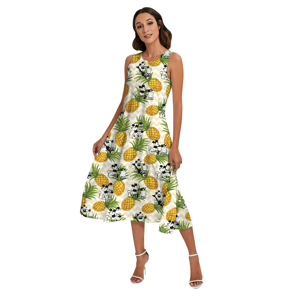 Funny Steamboat Willie Mickey Pineapple Matching Family Hawaiian Outfits