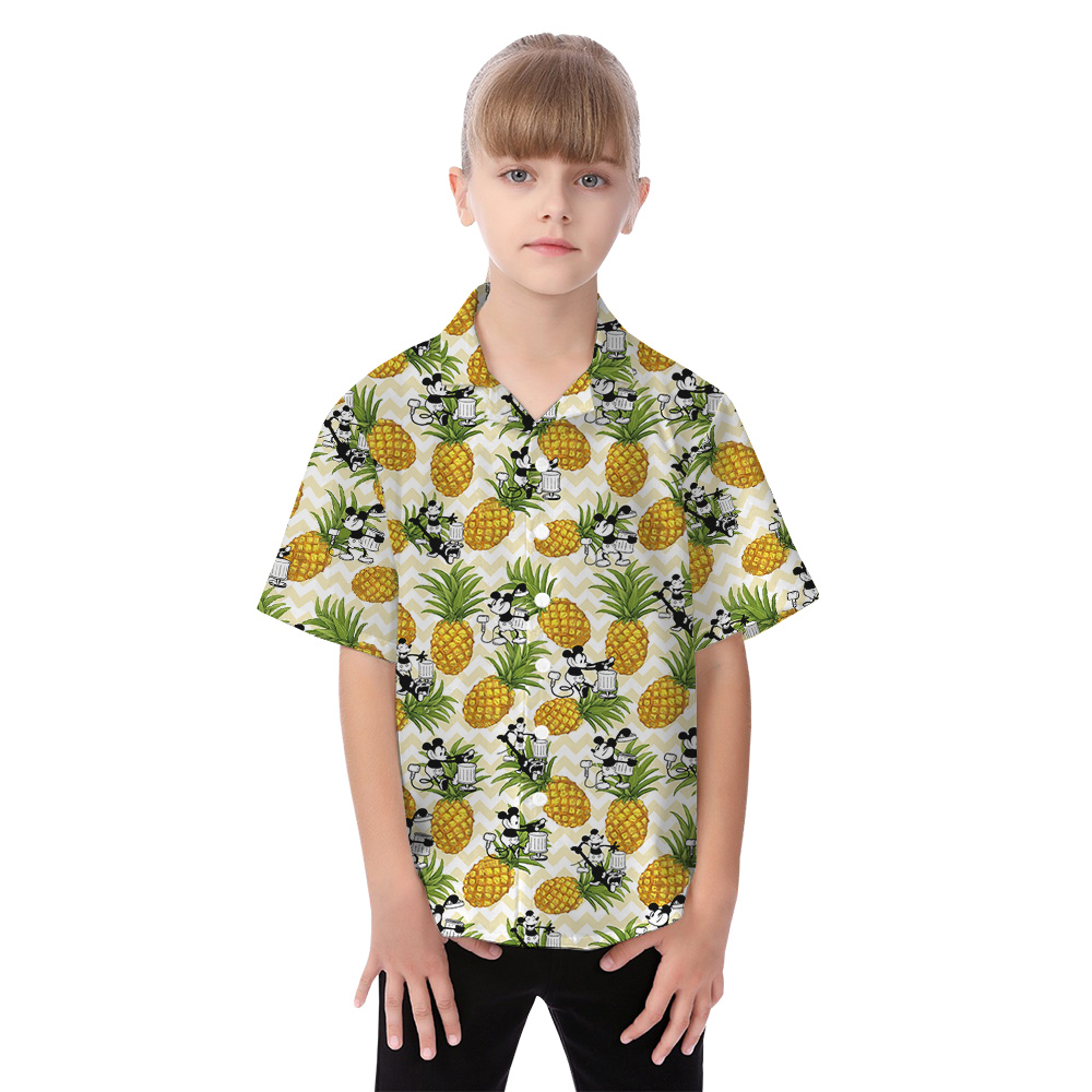 Funny Steamboat Willie Mickey Pineapple Matching Family Hawaiian Outfits