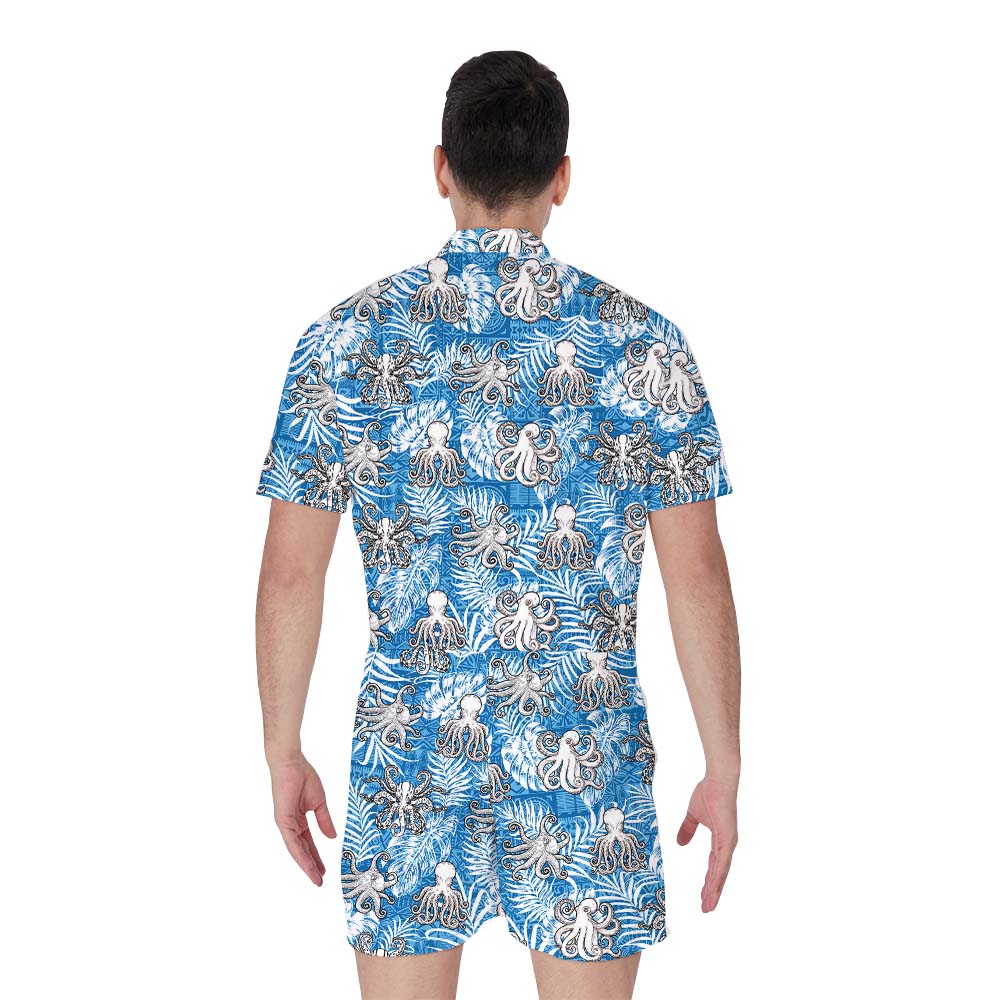 Octopus Blue Men's Romper