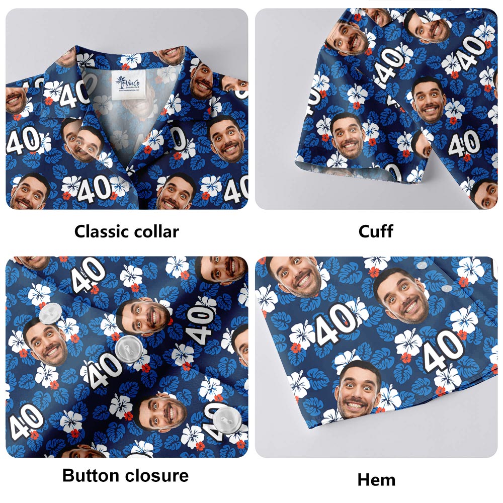 Custom Birthday Men's Hawaiian Shirt With Face And Age