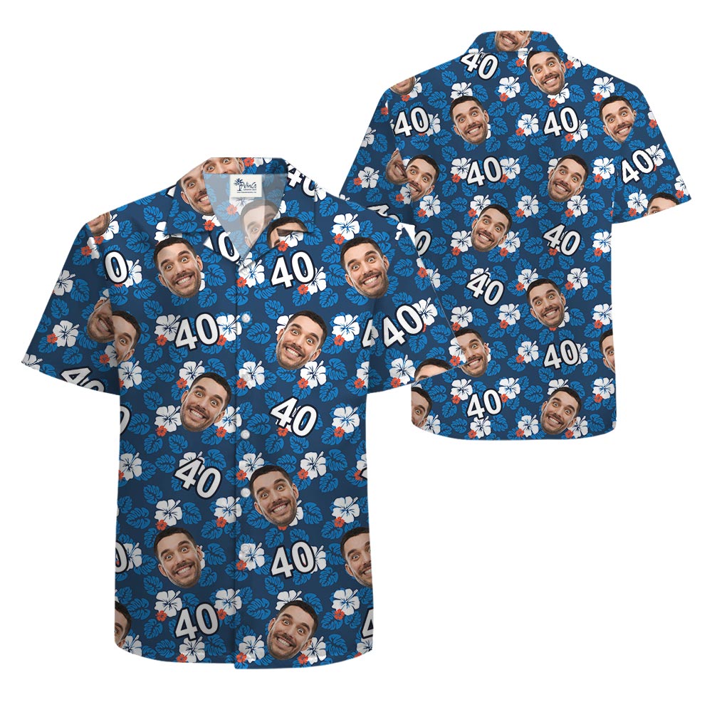 Custom Birthday Men's Hawaiian Shirt With Face And Age