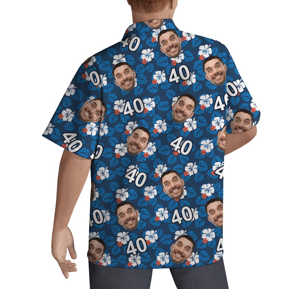 Custom Birthday Men's Hawaiian Shirt With Face And Age