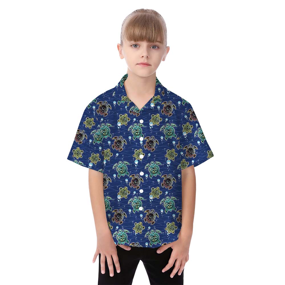 Turtle Navy Matching Hawaiian Family Shirts
