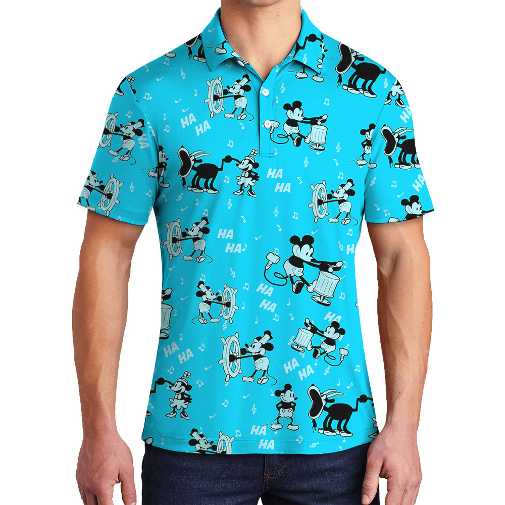 Vintage Mickey Steamboat Willie Men's Hawaiian Polo Shirt - variant image 1