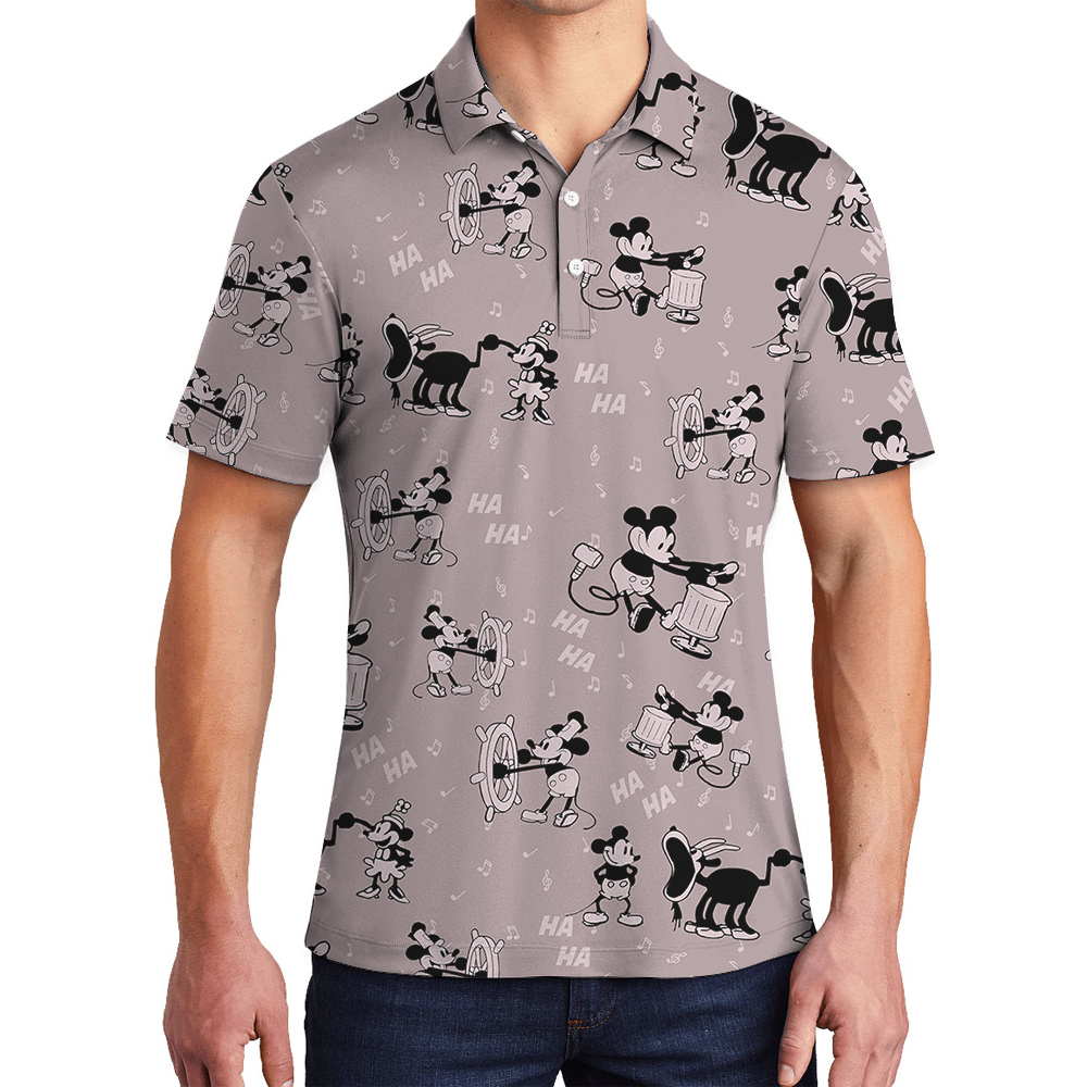 Cute Mickey Steamboat Willie 1928 Classic Hawaiian Polo Shirt For Men - variant image 1