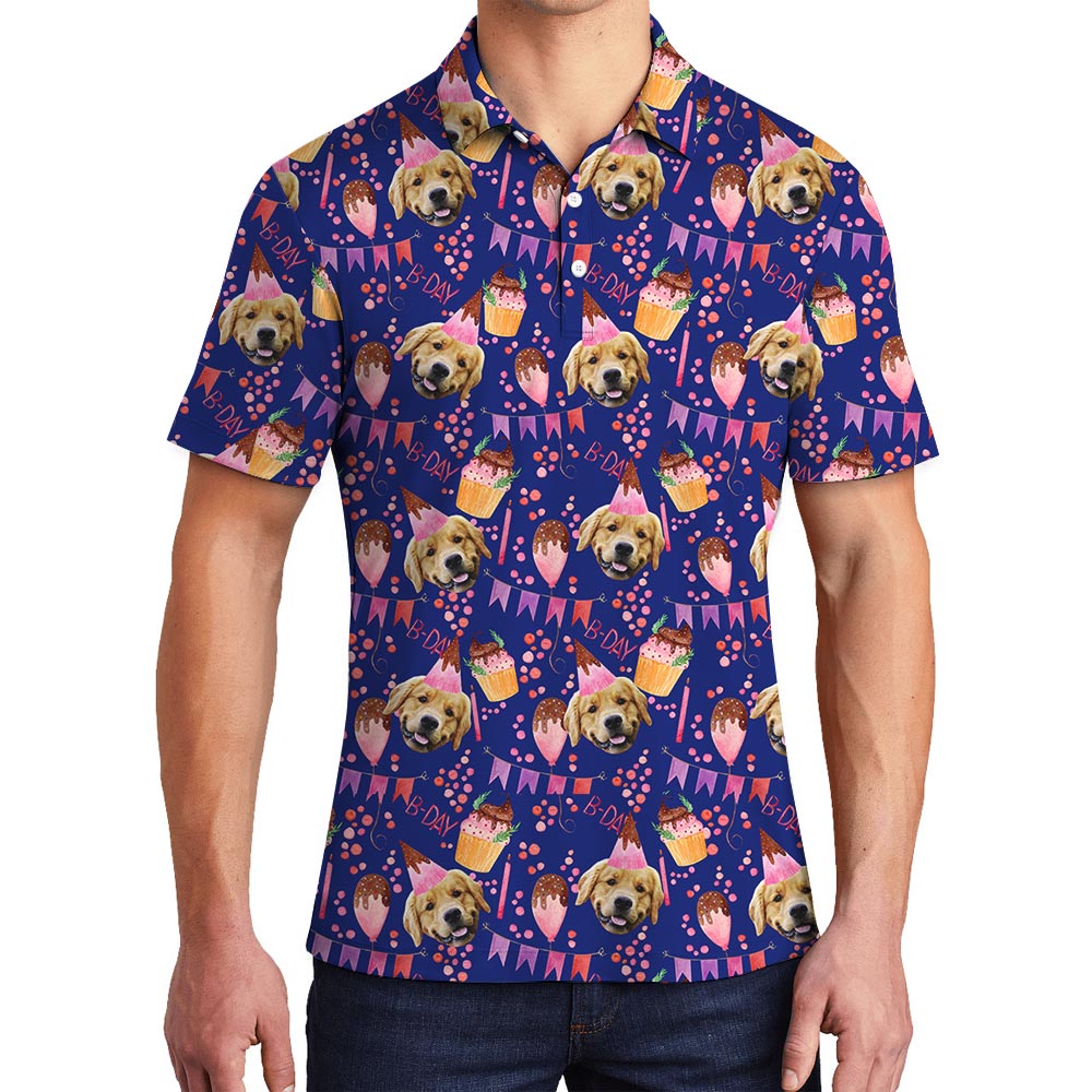Birthday Custom Face Hawaiian Polo Men - variant image 1