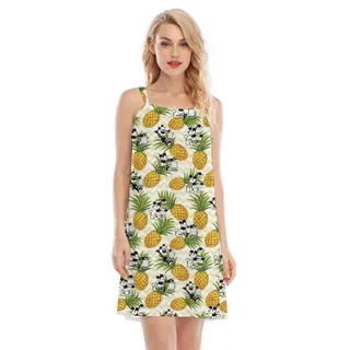 Tropical Pineapple Mickey Steamboat Willie Aloha Dress For Women