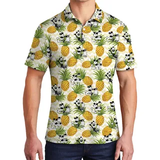 Cute Mickey Steamboat Willie Yellow Pineapple Hawaiian Polo Shirt