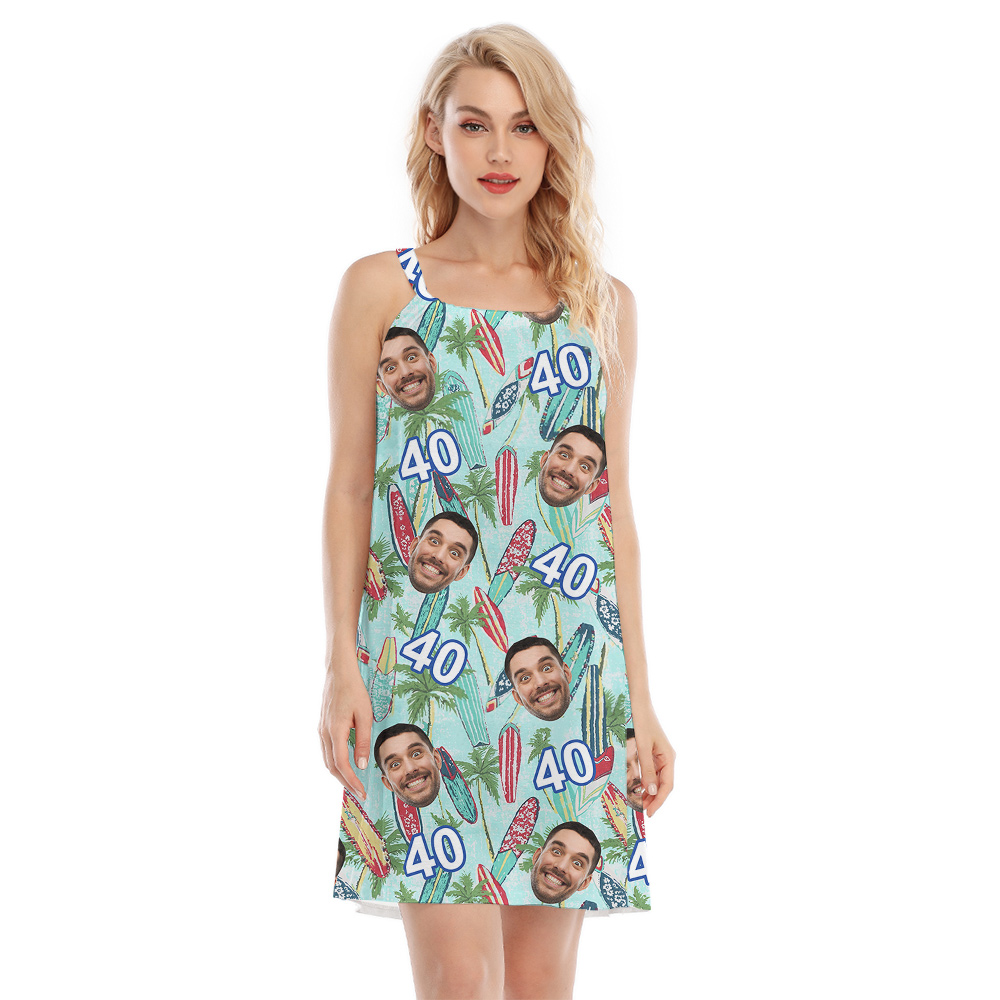 Birthday Aloha Cami Dress for Surfer Lovers with Custom Face and Age - variant image 1