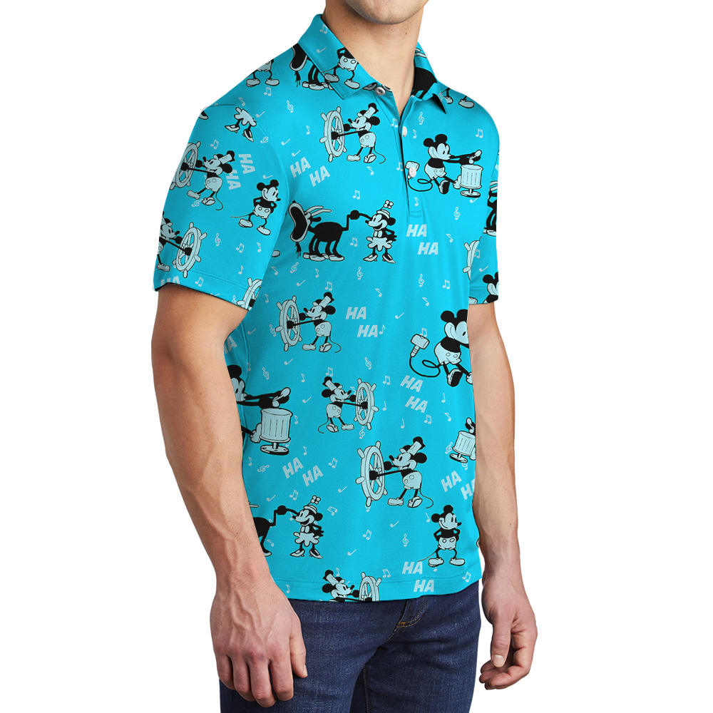 Vintage Mickey Steamboat Willie Men's Hawaiian Polo Shirt